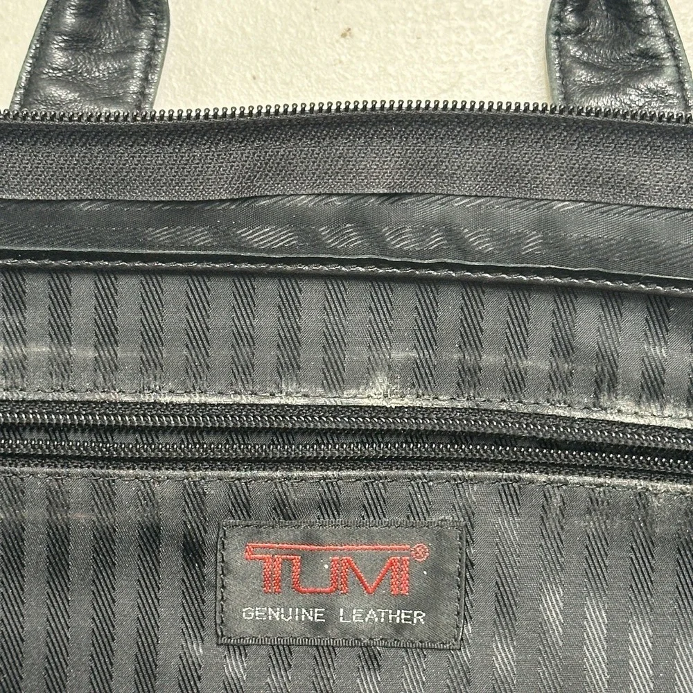 Vintage TUMI 9602D3 Napa Leather Laptop Briefcase Organizer Black Office Work